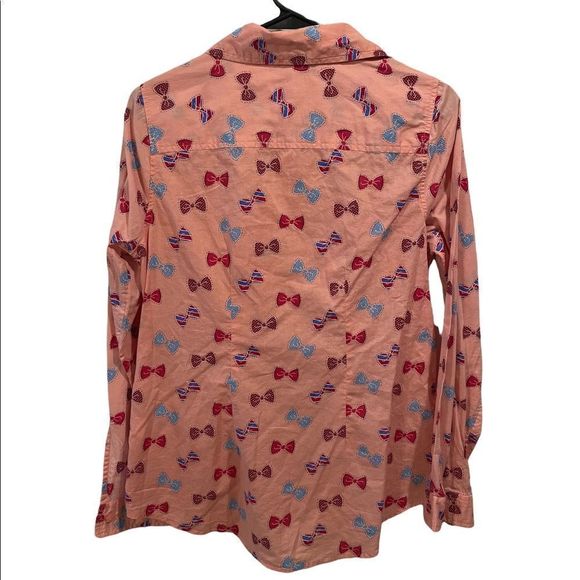 Red Camel Pink with Red White and Blue Bow Ties Cotton Button Down Shirt - Picture 6 of 6